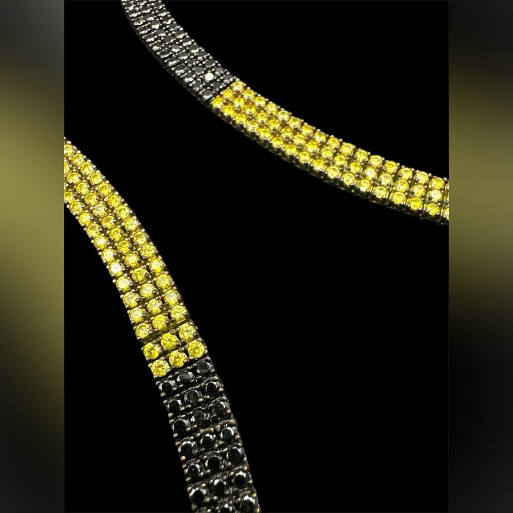 Vintage AAA Gold And Black Crystal Rhinestone Art Deco Flapper Necklace 34” - Picture 3 of 8